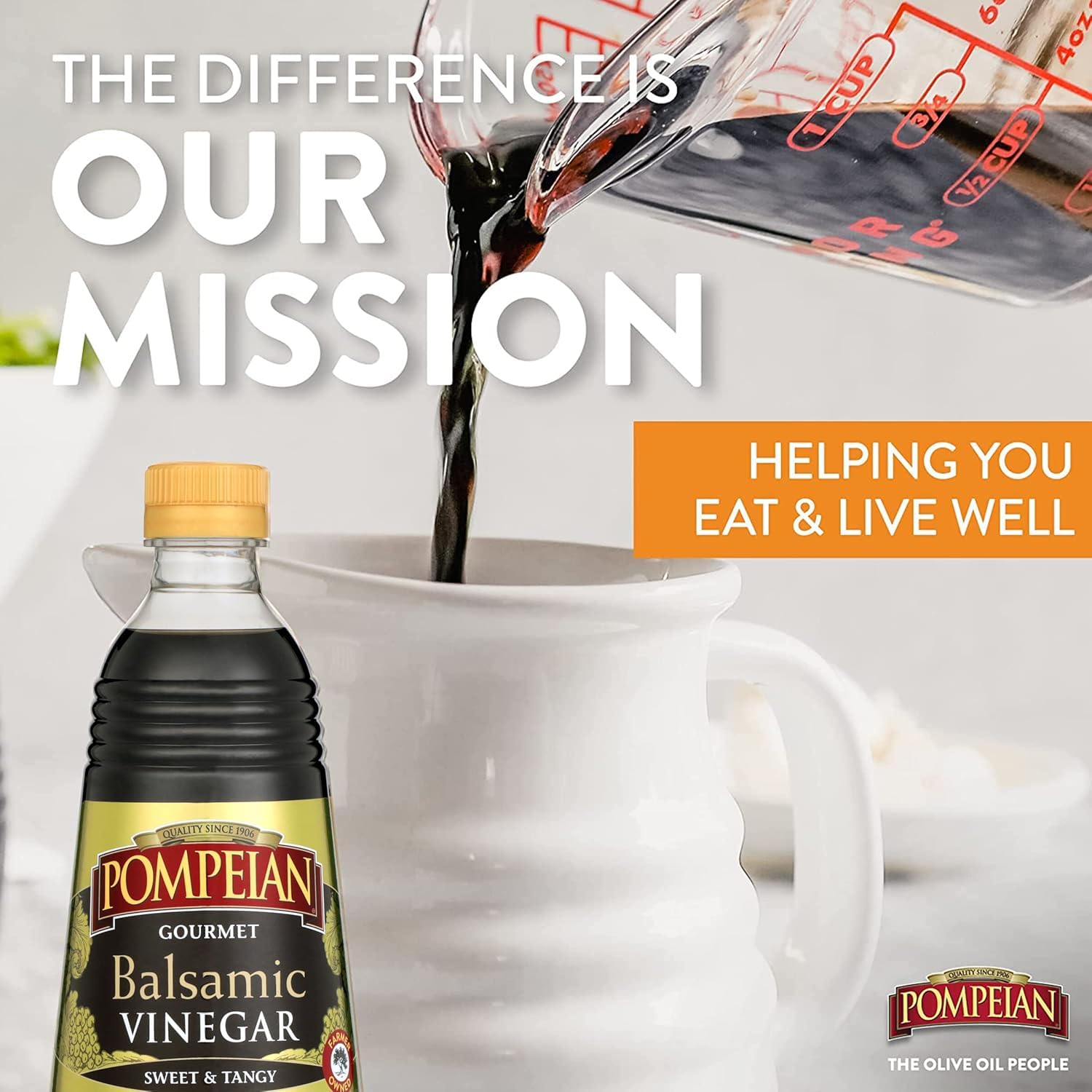 Pompeian Gourmet Balsamic meat plate, glaze for juicy, flavorful results.