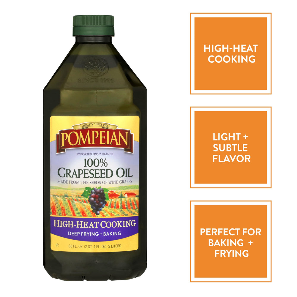 Pompeian grapeseed oil kitchen pantry shot highlights kosher and non-GMO