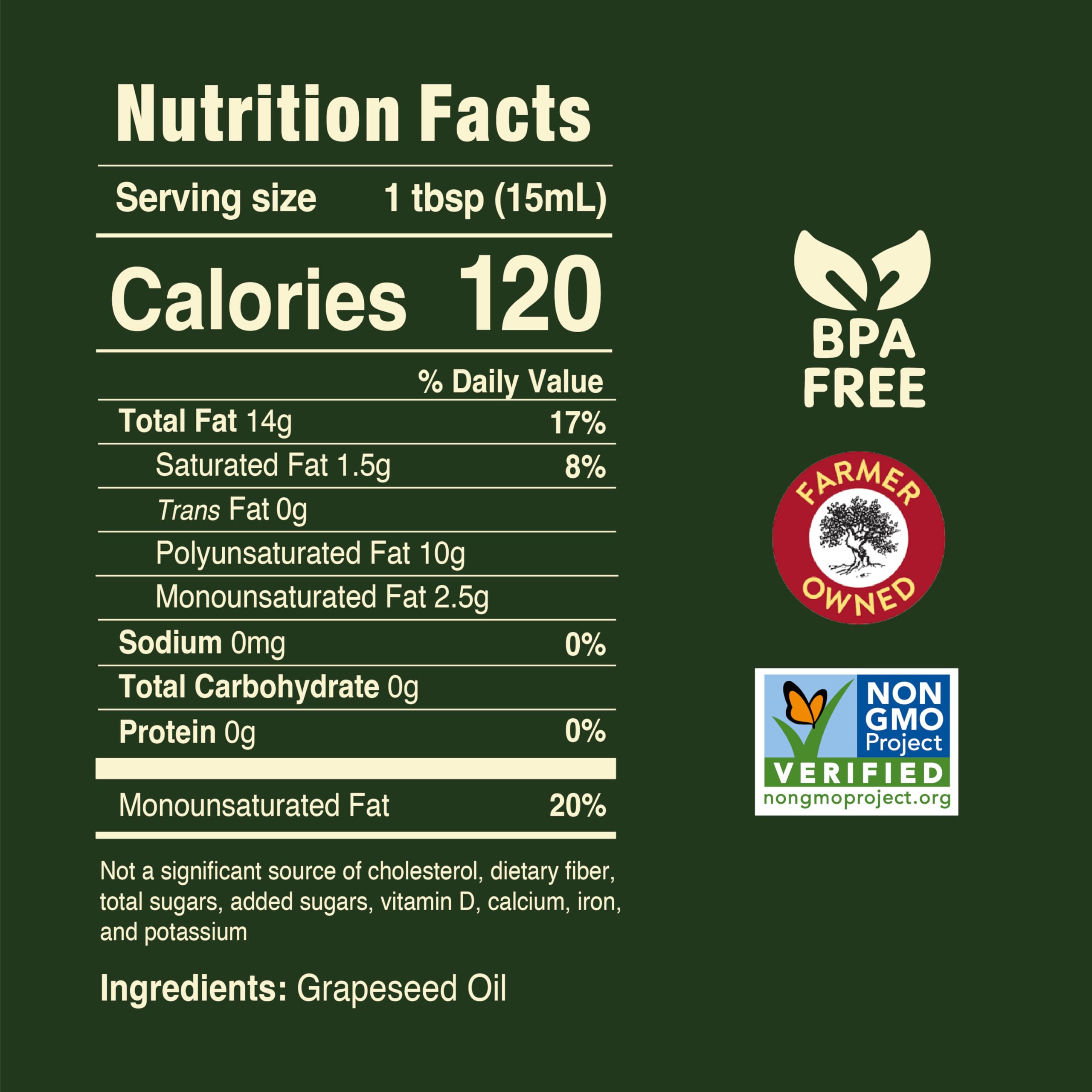Pompeian grapeseed oil label closeup highlights light flavor and purity