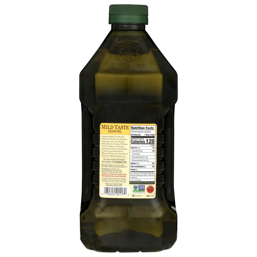 Pompeian High-Heat Olive Oil ideal for sautéing and searing in a hot skillet.