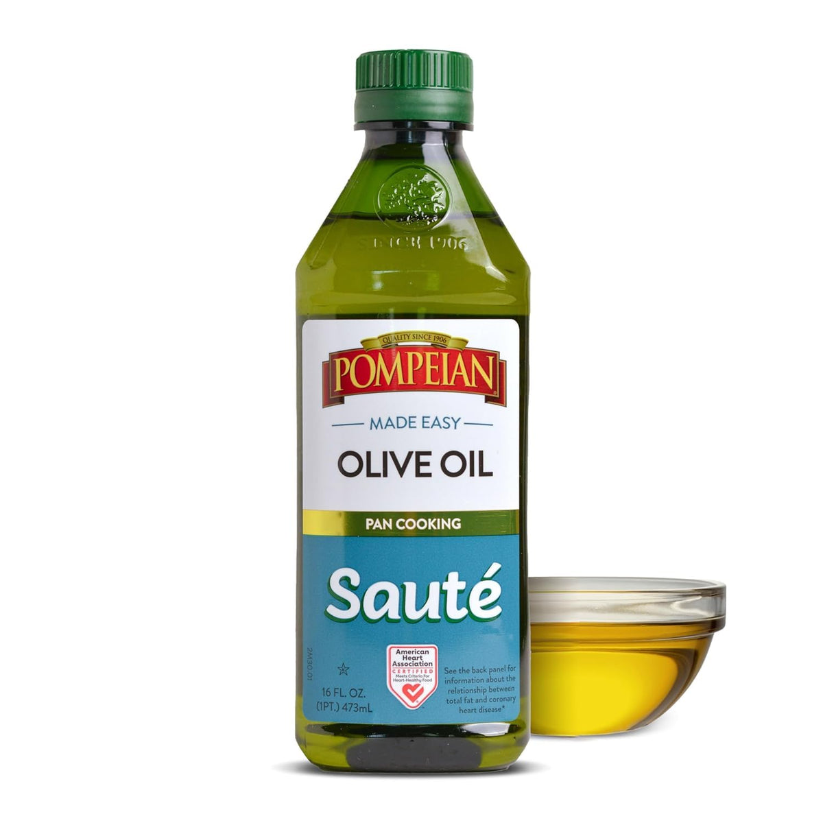 Pompeian Made Easy Sauté Olive Oil bottle ready for smooth sautéing