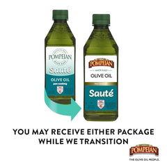 Pompeian Made Easy Sauté Olive Oil label highlighting authenticity