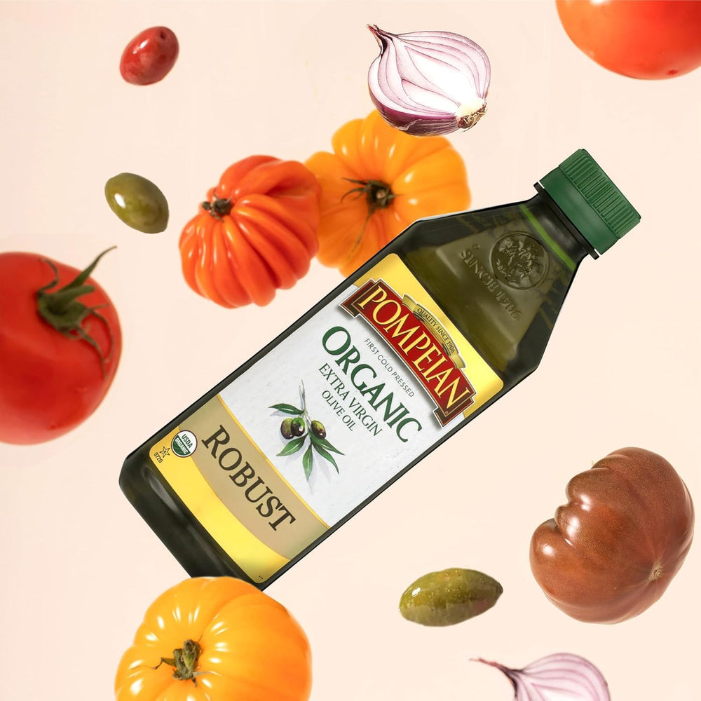 Pompeian olive oil marinade prep scene infusing flavor.