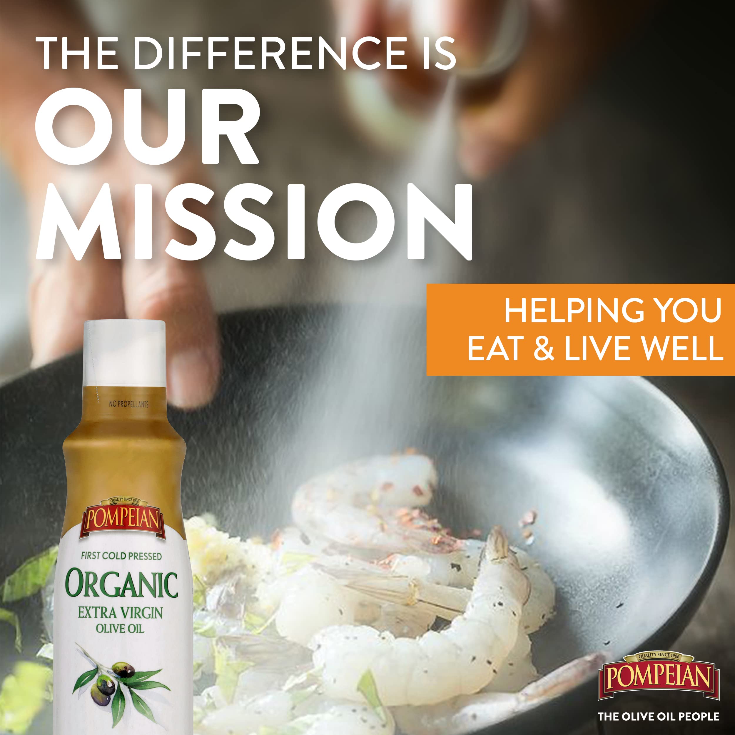 Pompeian Organic Robust EVOO spray on salads for a fresh finish