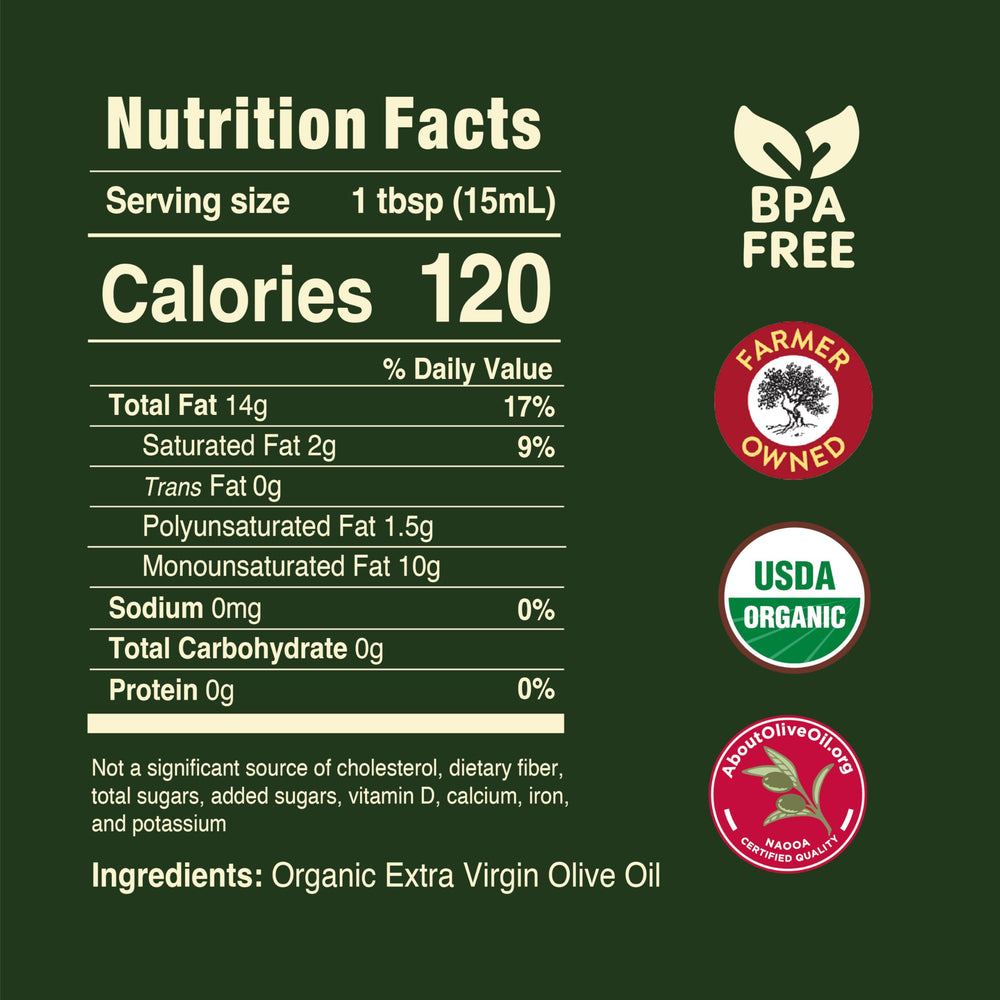 Pompeian Organic Robust EVOO label closeup showing certification.