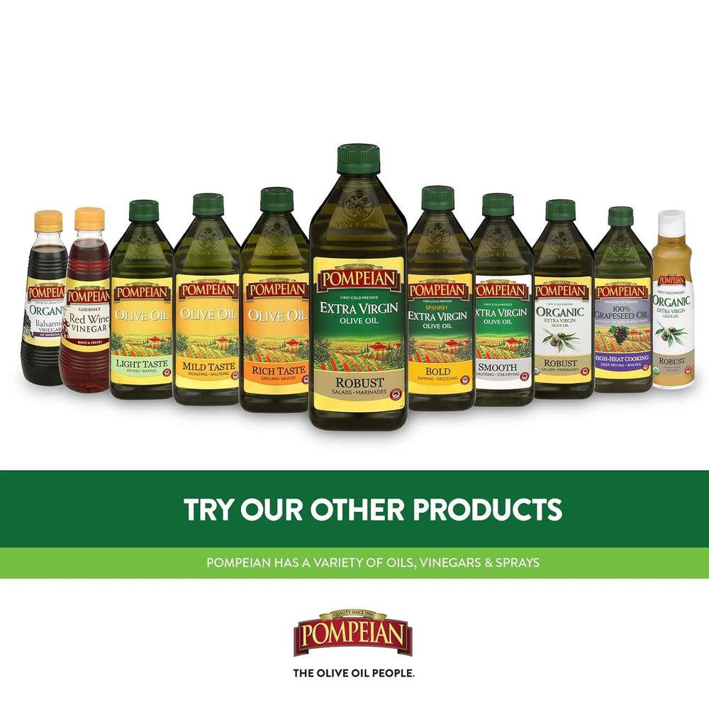 Pompeian Eco-friendly PET bottle supports recycling after use.