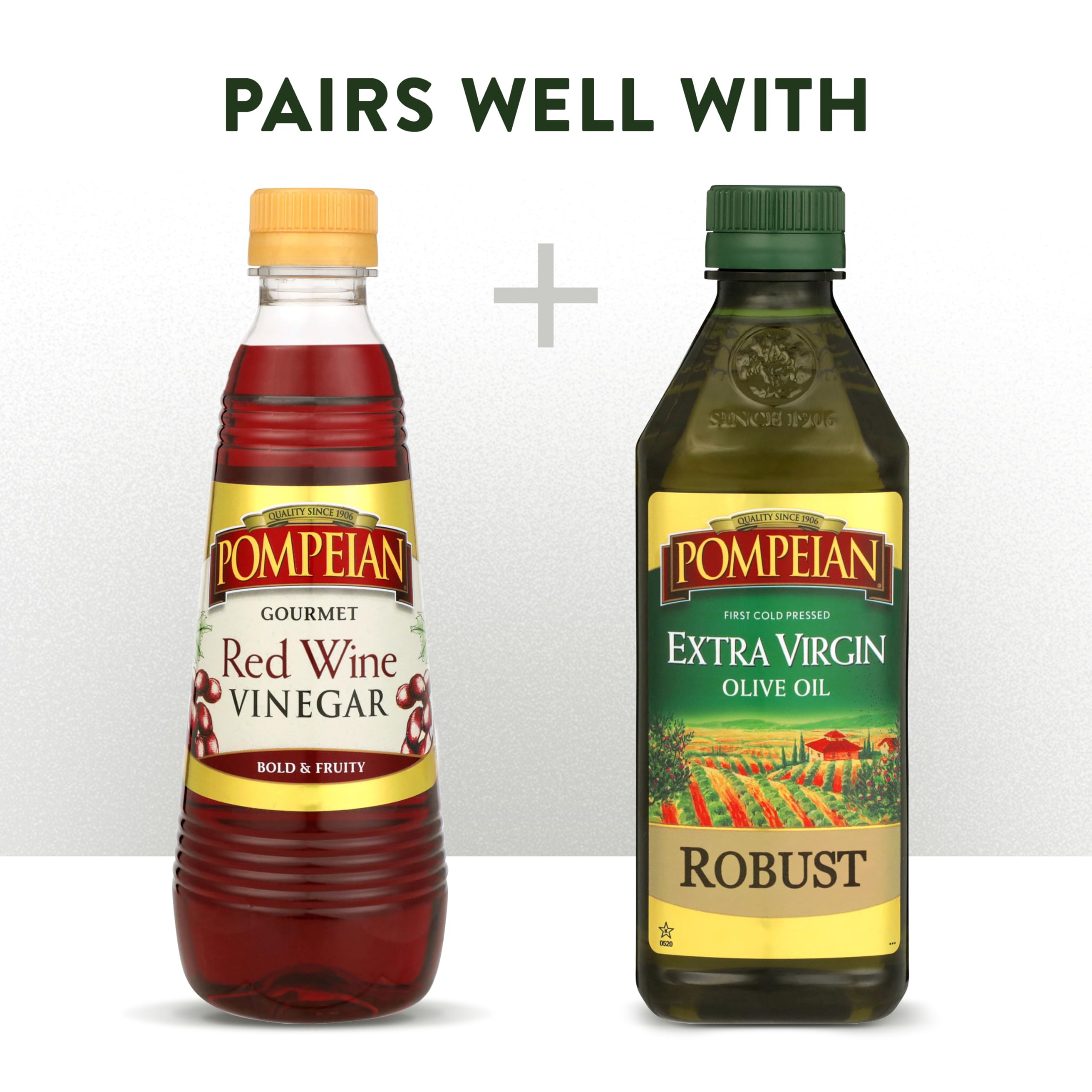 Pompeian bottle highlighting BPA-free packaging for freshness.