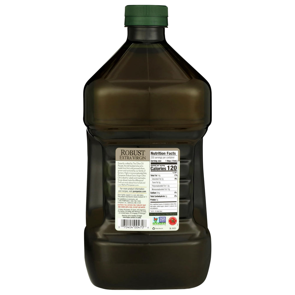 Pompeian Robust EVOO finished dish shows versatile finishing oil.