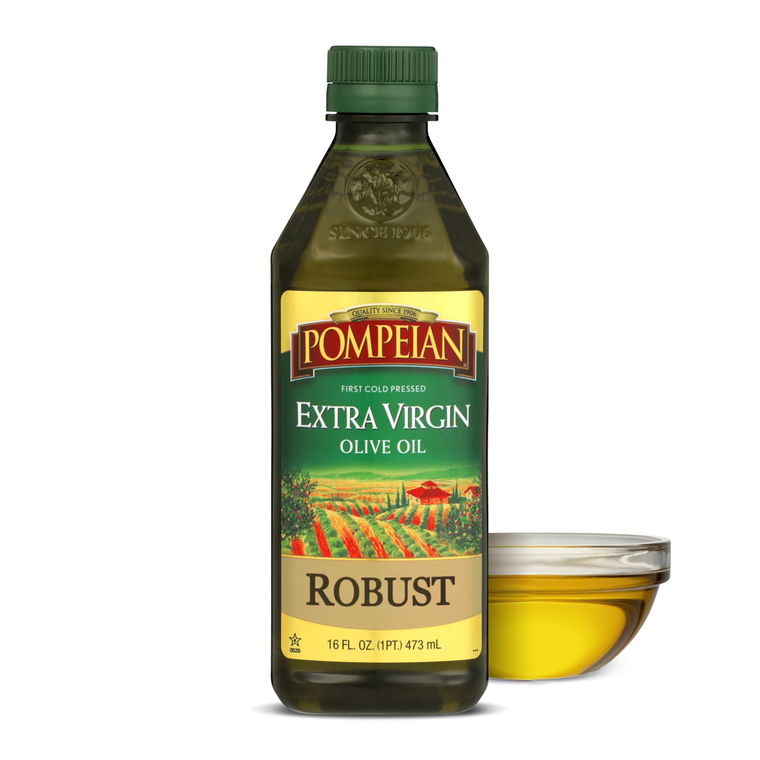Pompeian Robust EVOO bottle ideal for bright dressings and salads.