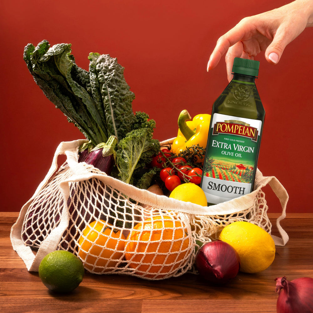Pompeian Smooth EVOO olive-farm origin image reflects heritage and craft