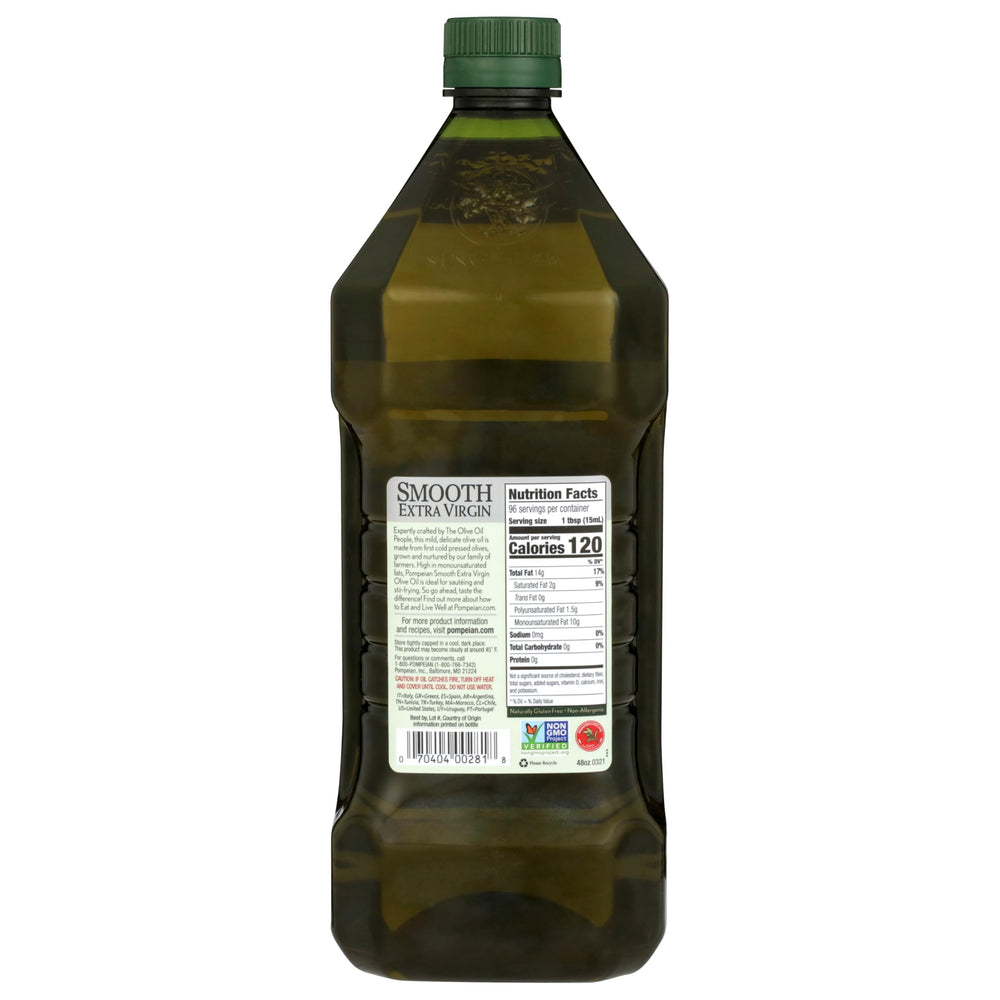 Pompeian Smooth Olive Oil in a pan ready for quick sauté and sear.