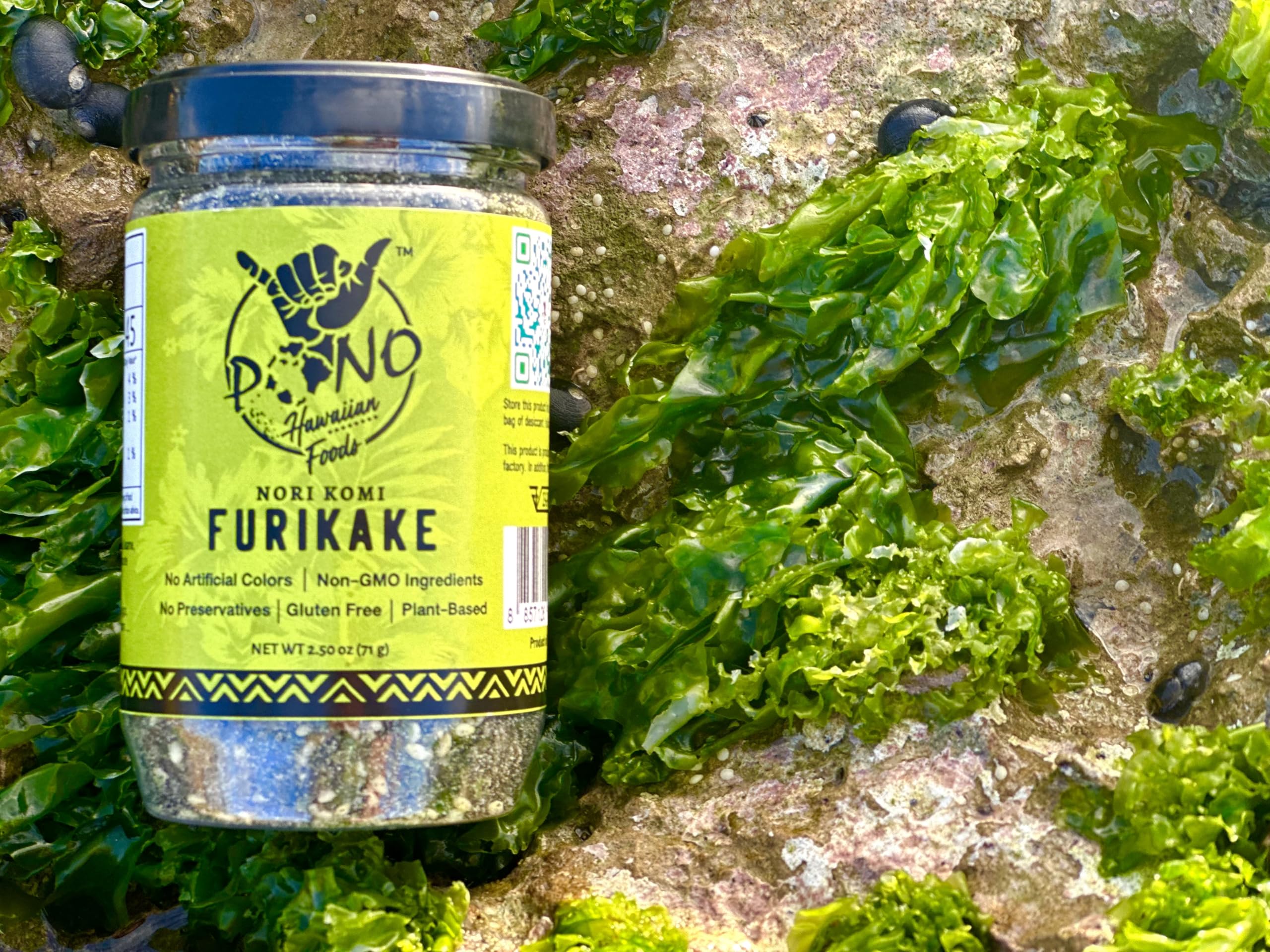 Pono furikake dusted on a fresh salad.