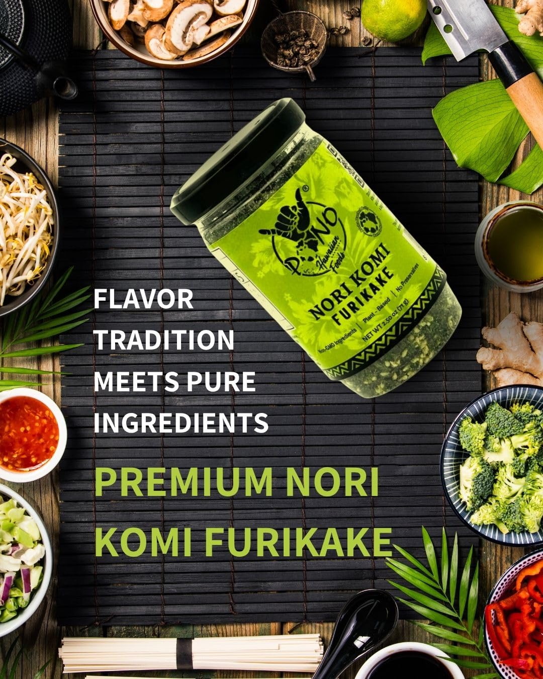 Sesame grains close-up show nutty aroma in Pono furikake.