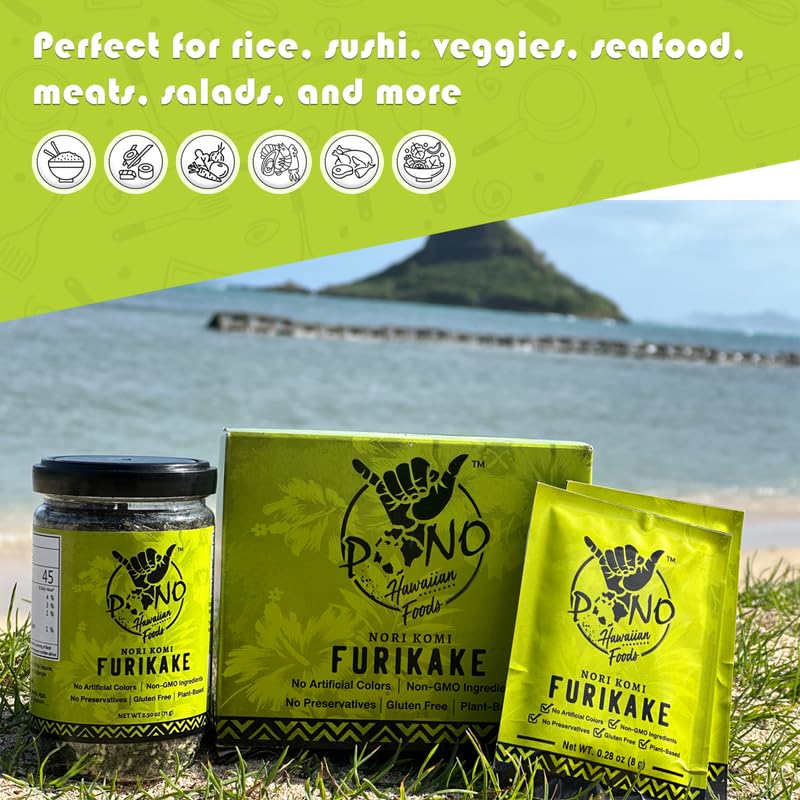 Versatile topping for vegetables or seafood using Pono furikake.