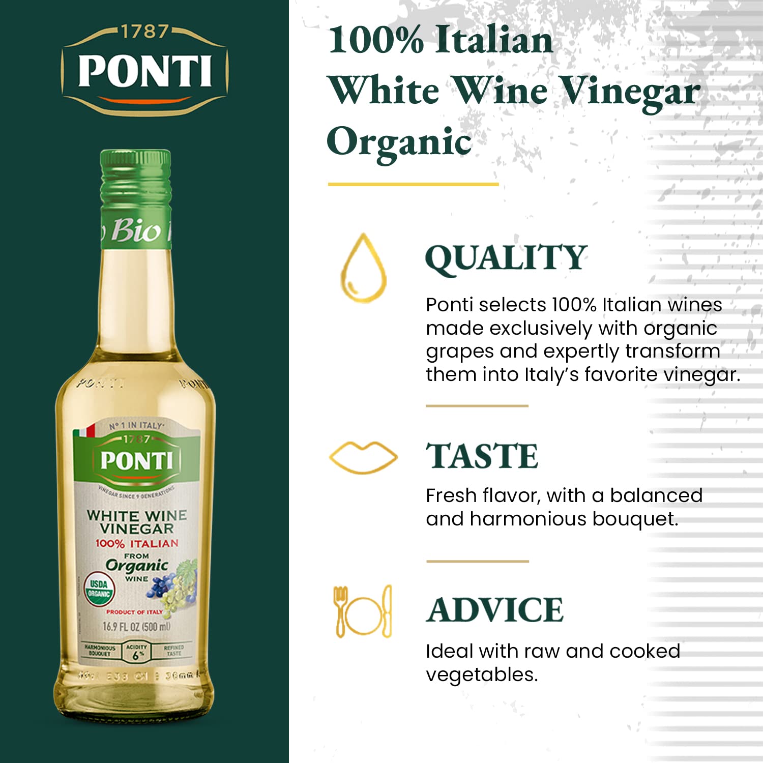 Ponti bottle for marinating meat and seafood with bright flavor.