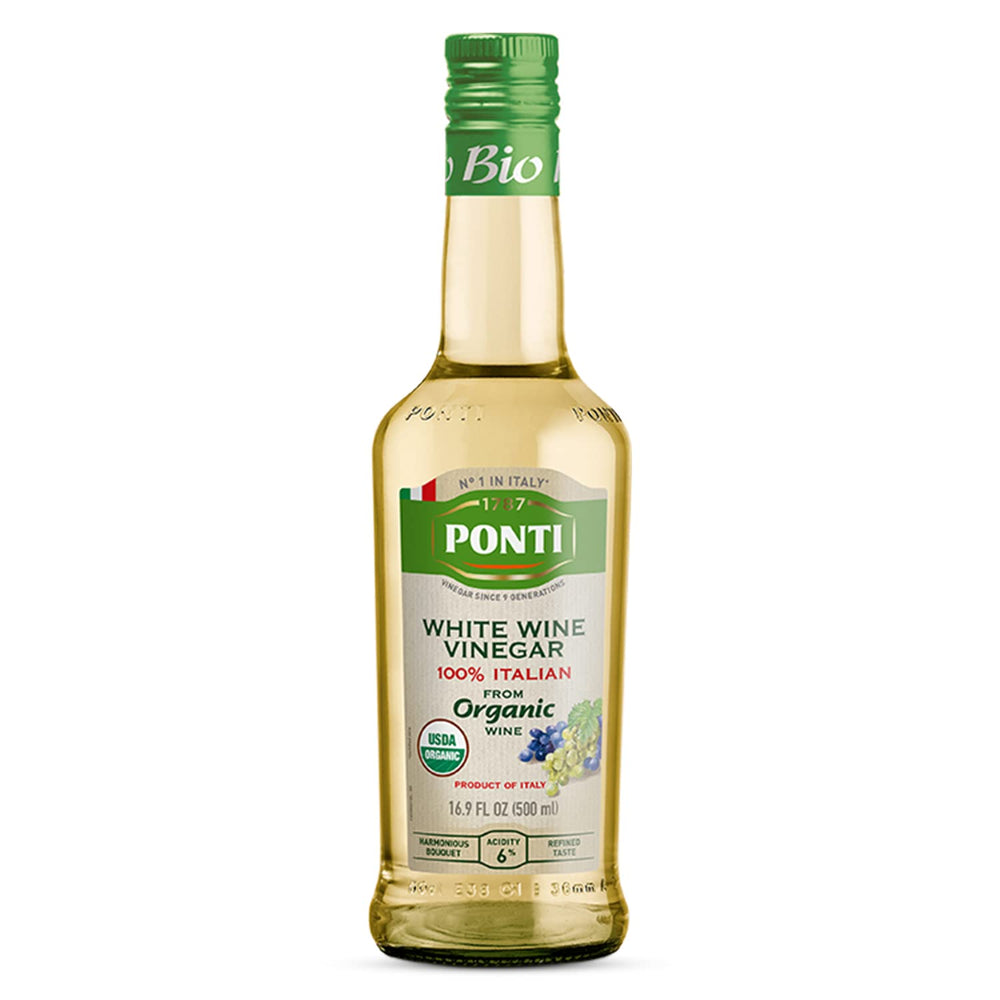 Ponti white wine vinegar bottle ideal for bright dressings.