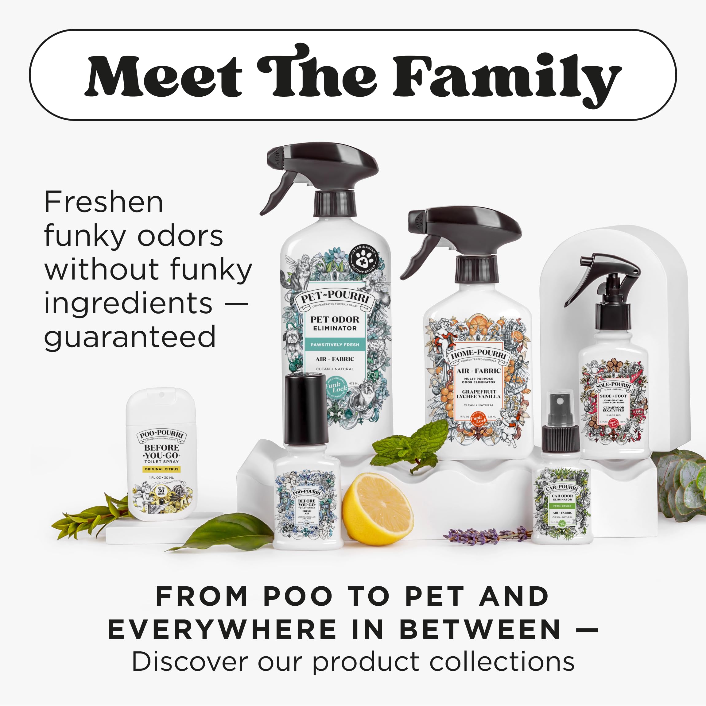 Poo-Pourri Bathroom deodorizer essentials image suggests versatile odor control at home.
