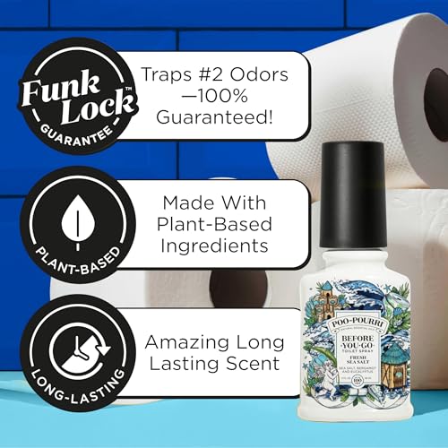 Poo-Pourri Fresh Sea Salt mist spray shows quick pre-go odor control in shared spaces.
