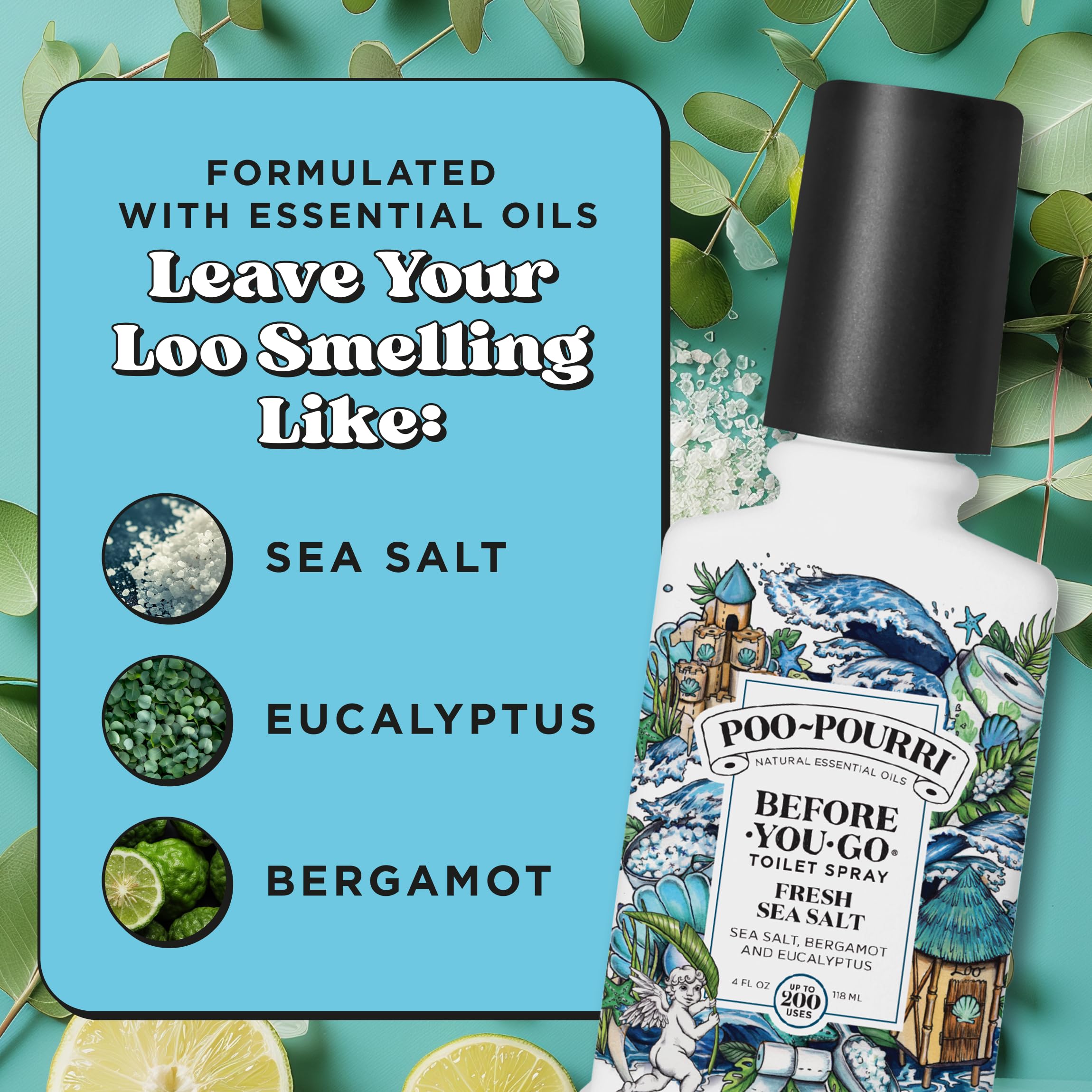 Poo-Pourri plant-based ingredients and essential oils for a natural feel.