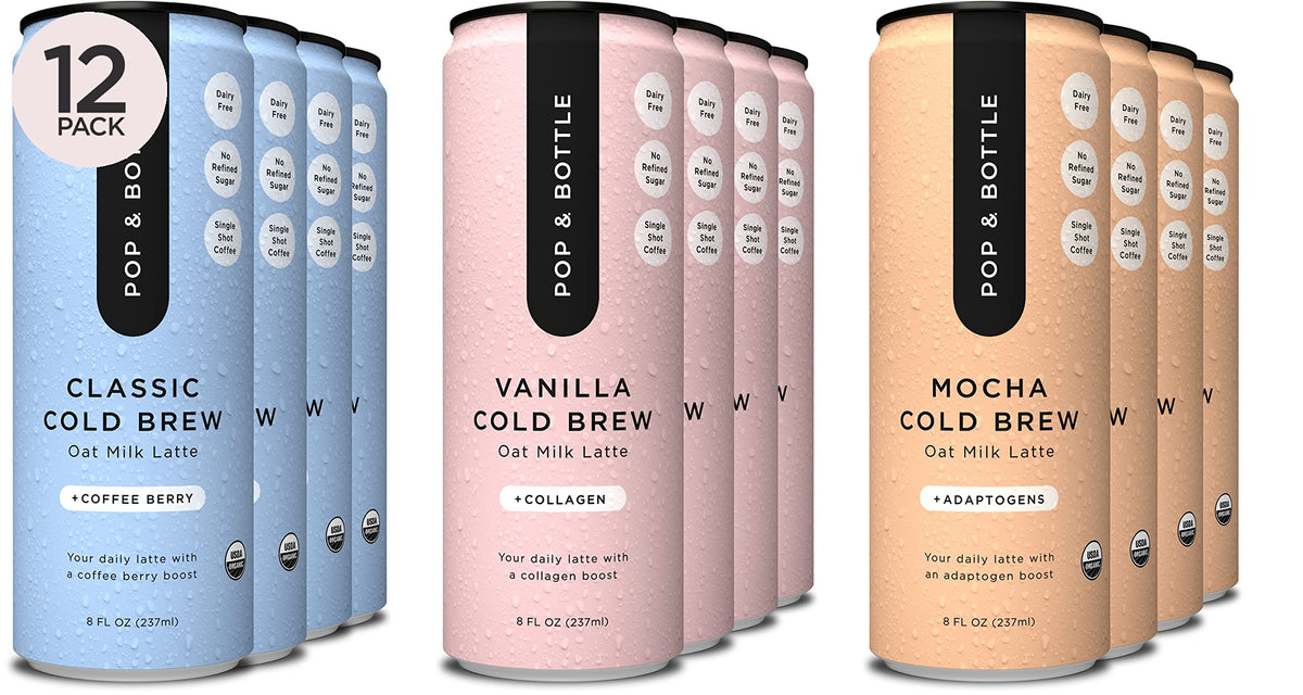 Pop and Bottle Classic antioxidant latte can energizes mornings with a smooth, dairy-free base