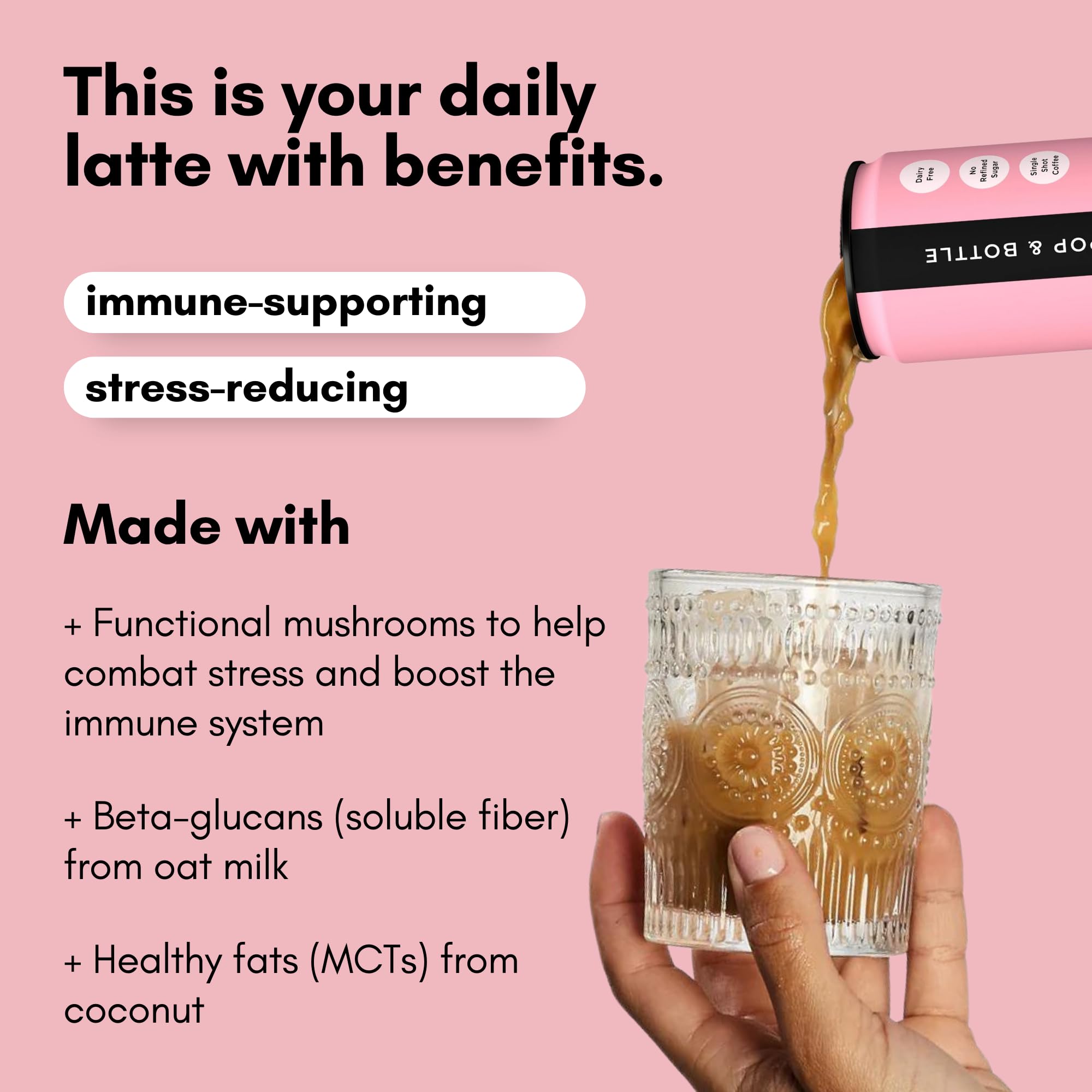 Pop and Bottle dairy-free gluten-free latte suitable for versatile diets.