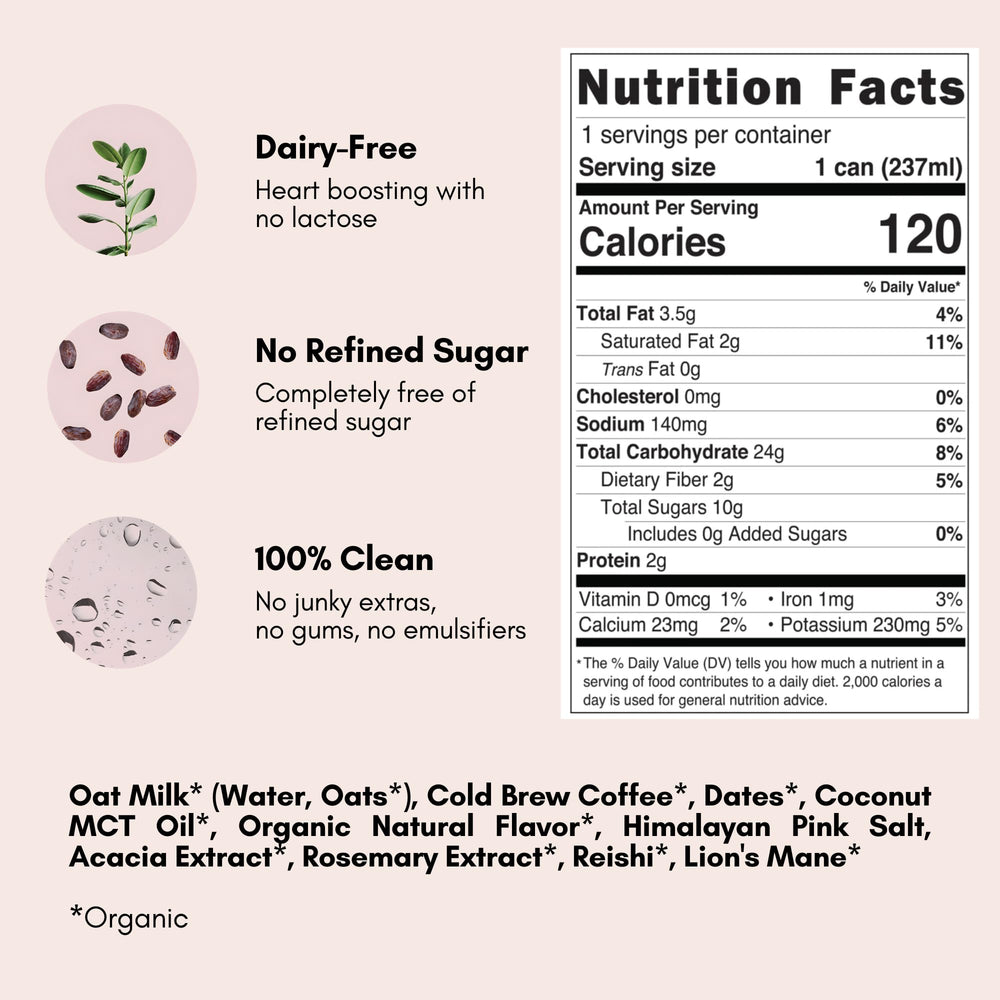 Pop and Bottle iced oat latte can offers refreshing caffeine boost.
