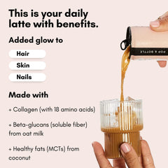 Pop & Bottle vanilla latte with marine collagen for silky texture.