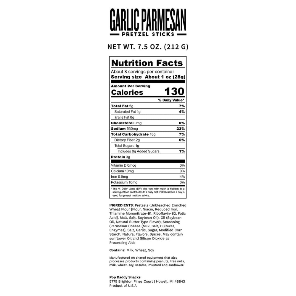 Close-up of Pop Daddy Garlic Parmesan pretzels showing bold flavor and crunchy texture