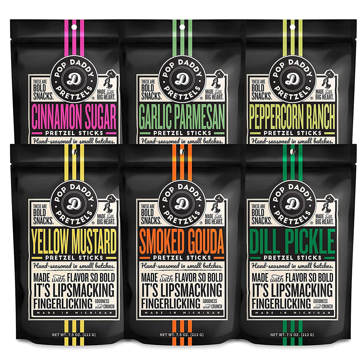 Pop Daddy Flavored Pretzels Garlic Parm bag bold flavor for gatherings