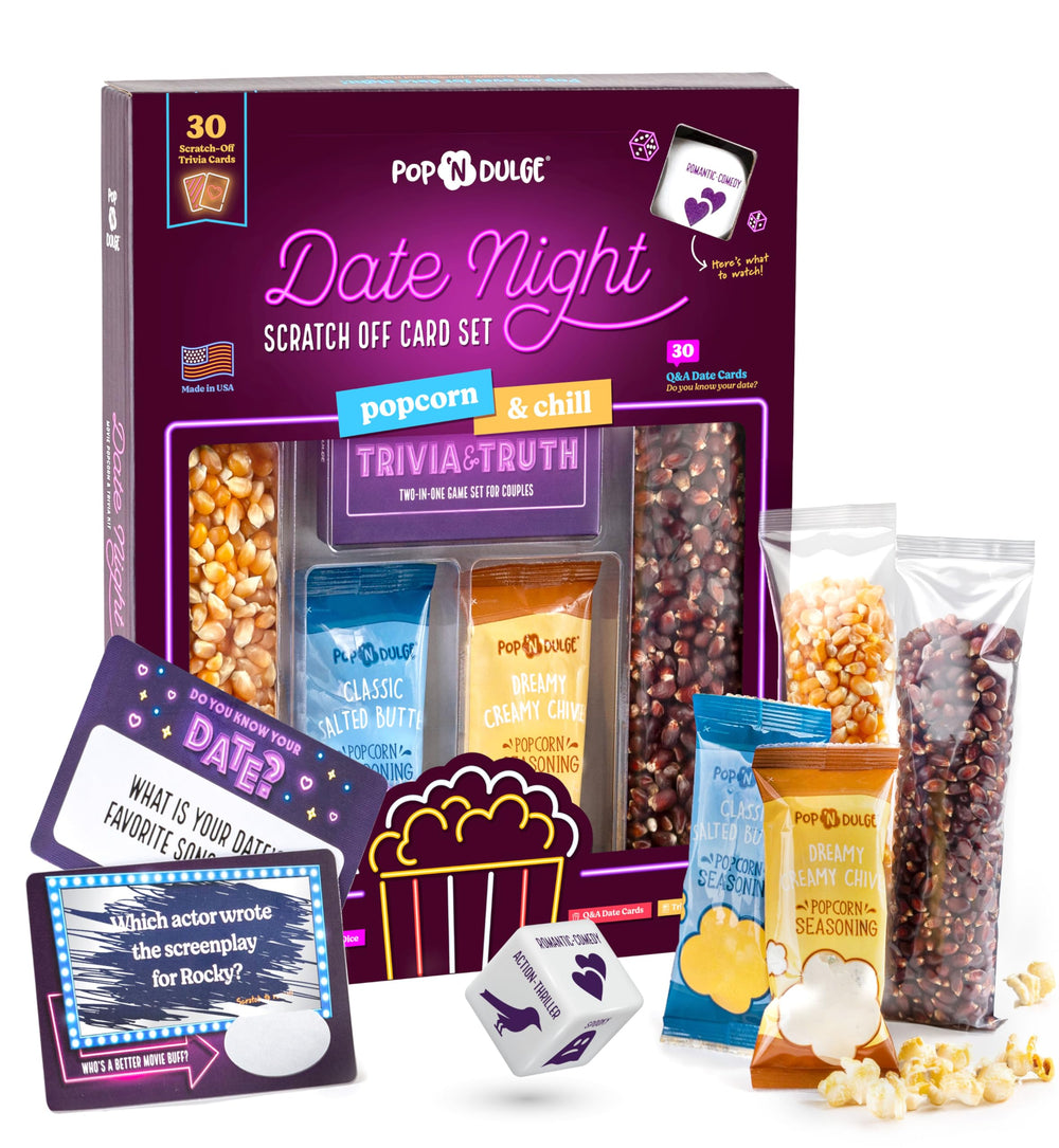 Pop n' Dulge Date Night Kit overview with all contents for cozy evenings.
