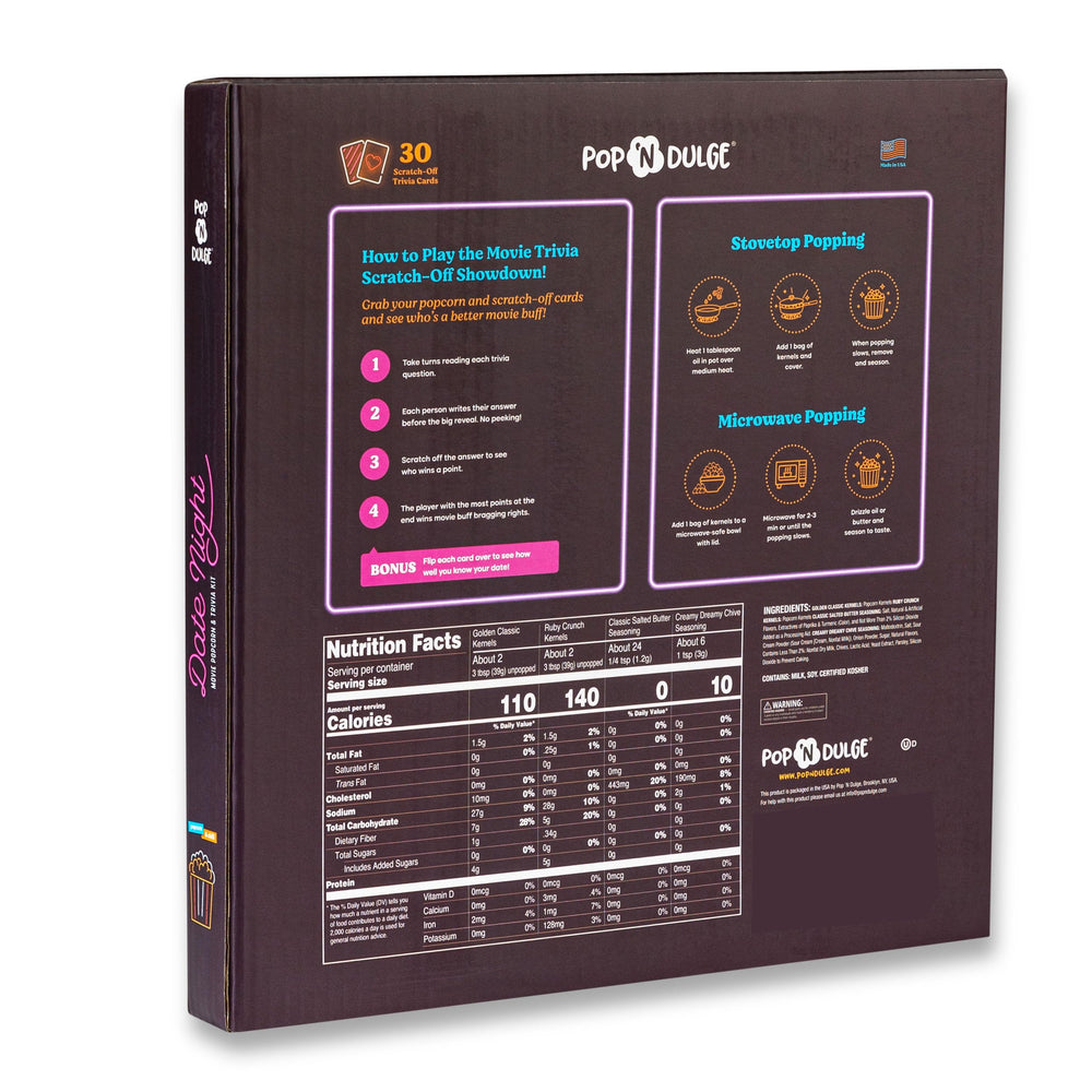 Pop n' Dulge scratch-off cards reveal 30 date ideas for memorable nights.