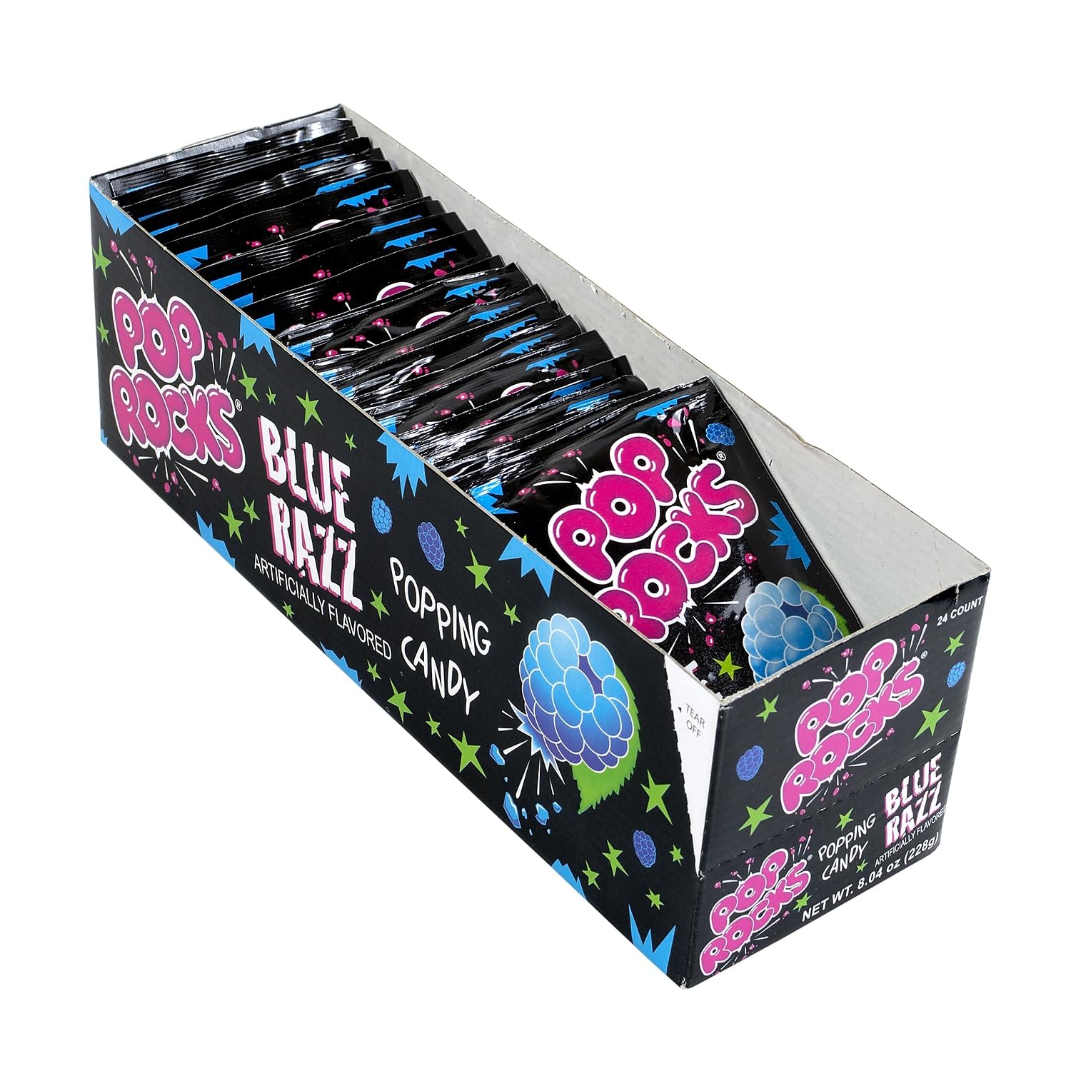 Pop Rocks Blue Raspberry candy unboxing shot for sharing at parties