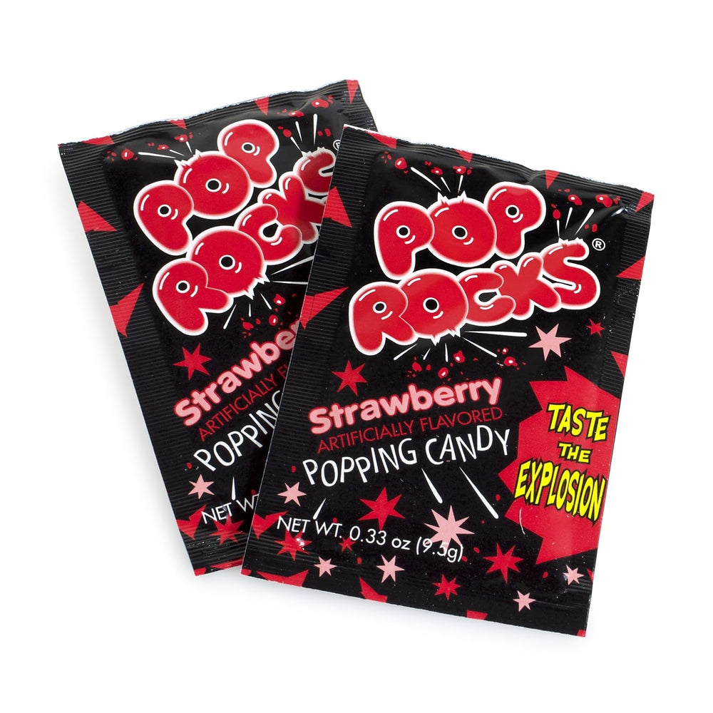 Pop Rocks Strawberry candy closeup highlighting sparkling crystals and tart sweetness