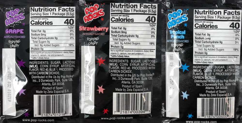Pop Rocks bubble gum and blue razz – fun party candy display.