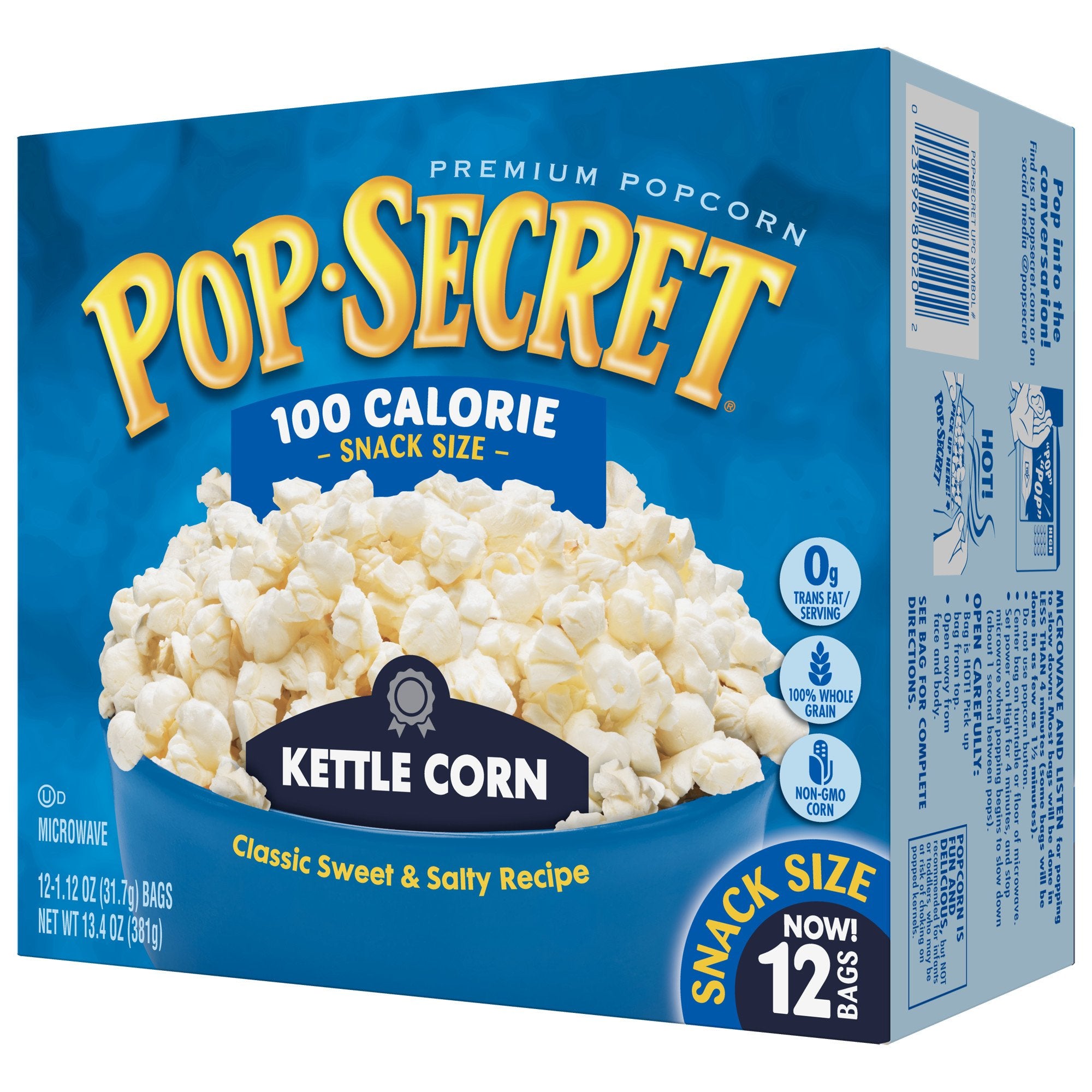 Pop Secret 12-pack family box on kitchen counter.