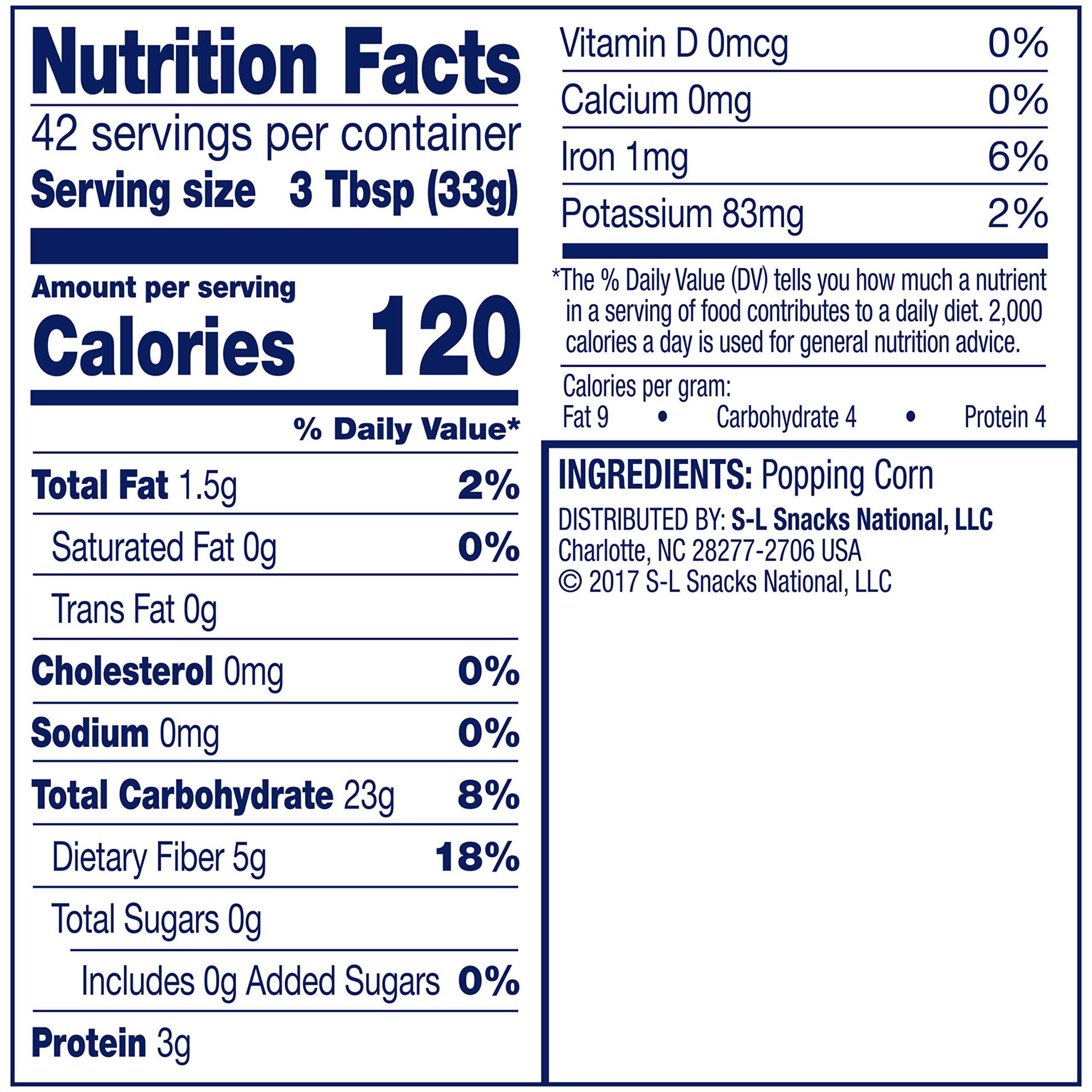 Pop Secret 50-ounce jar with cap used as measuring cup for precise portions.