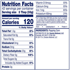 Pop Secret 50-ounce jar with cap used as measuring cup for precise portions.