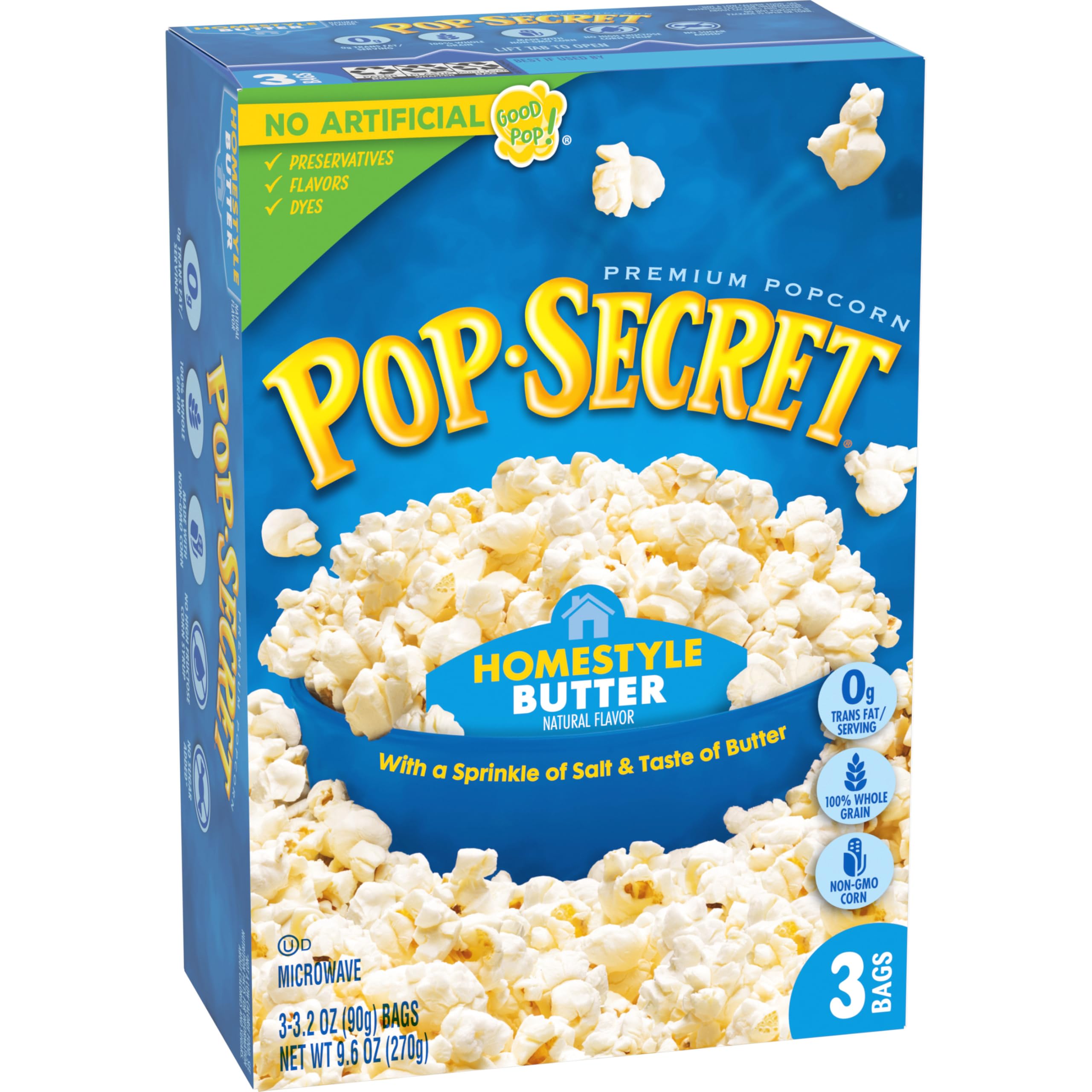 Pop Secret logo on packaging; heritage since 1985 adds trust.