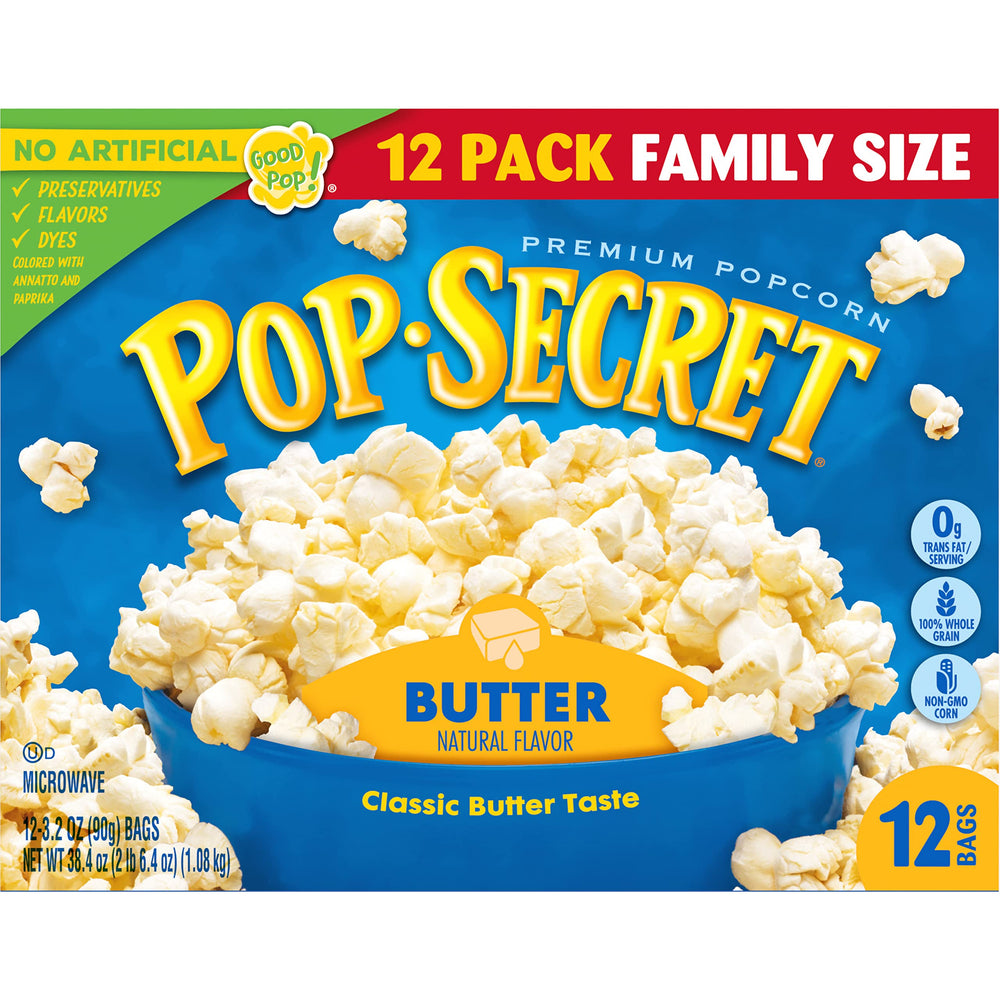 Family gathers around as Pop Secret Butter aroma fills room.