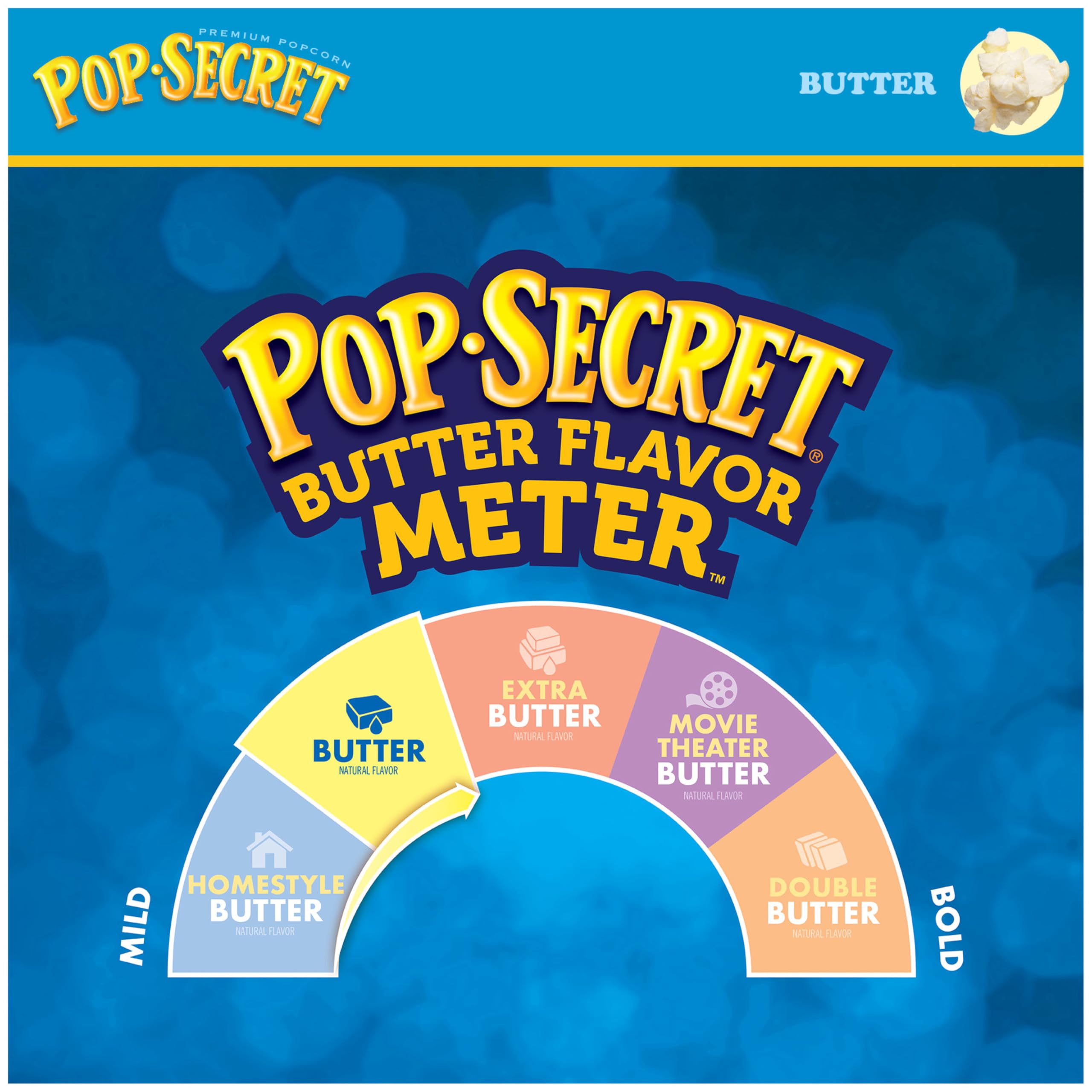 Butter aroma rising from microwave Pop Secret Butter popcorn bag, tasty.