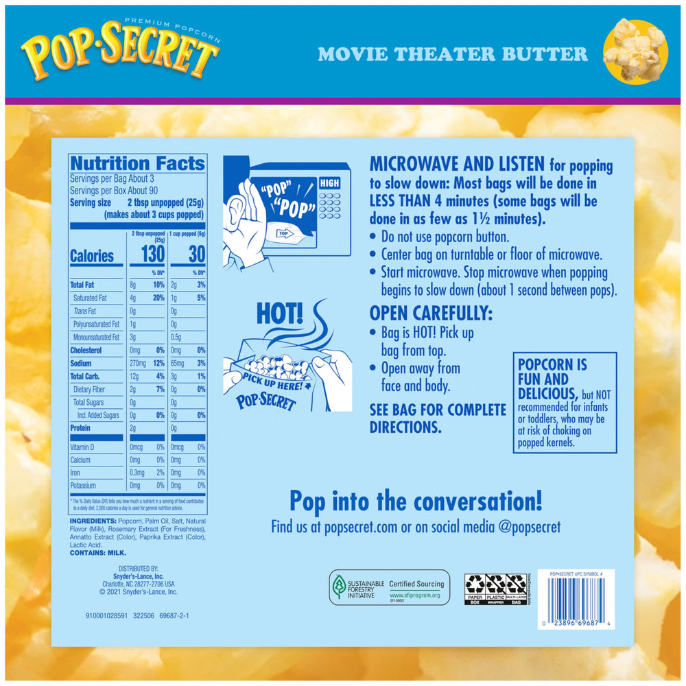 Pop Secret crisp airy kernels form a light, satisfying bite.