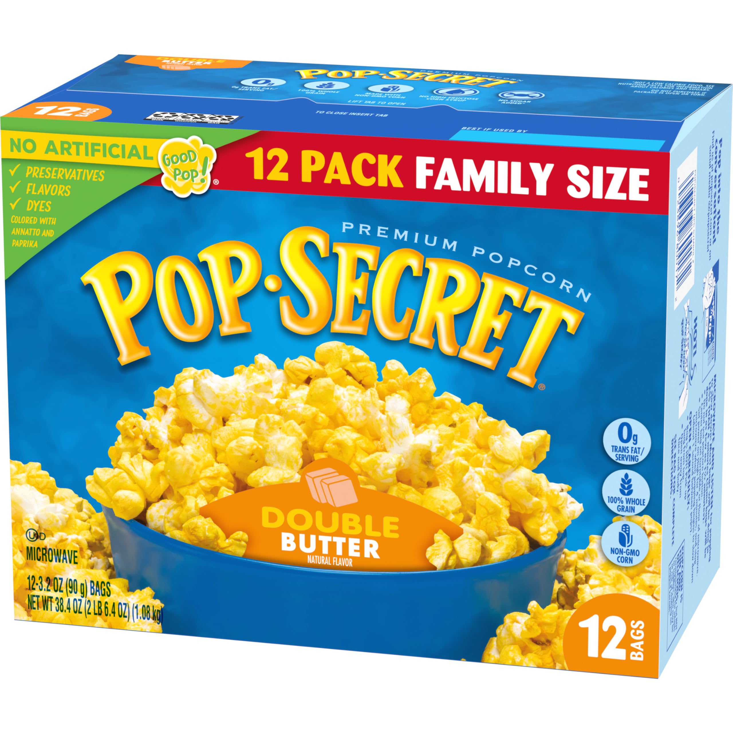 Pop Secret Double Butter popcorn kitchen-pantry, ready-to-snack anytime