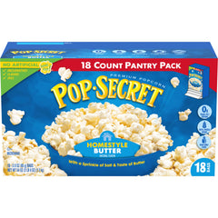 Pop Secret Homestyle Butter popcorn bag ready for quick movie night snacking.