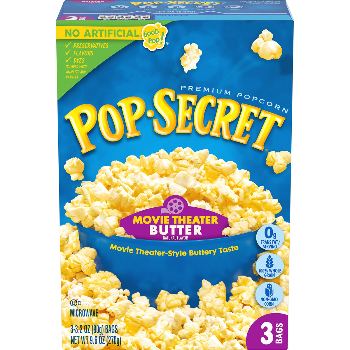 Pop Secret Movie Theater Butter box on shelf ready for easy movie night.