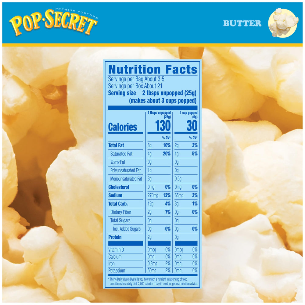 Pop Secret Non-GMO kernels close-up, a wholesome snack option.
