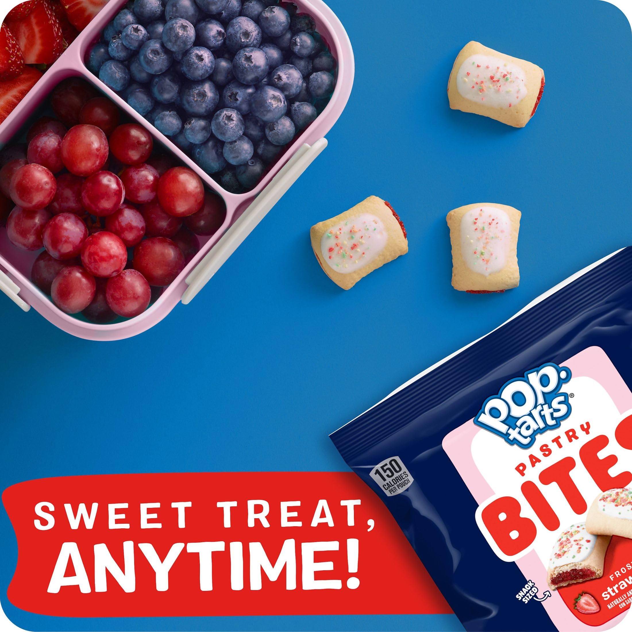 Pop-Tarts Bites includes a 25-pouch case for easy stocking.