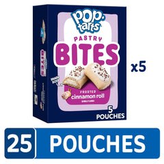 Pop-Tarts Bites Frosted Cinnamon Roll lunchbox scene, kid-friendly snack.