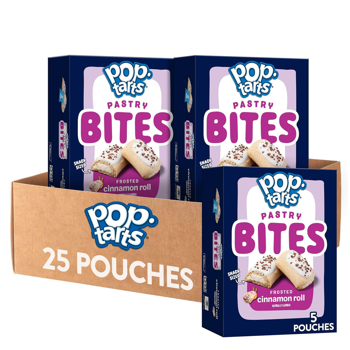 Pop-Tarts Bites Frosted Cinnamon Roll pack-front, ideal lunchbox snack.