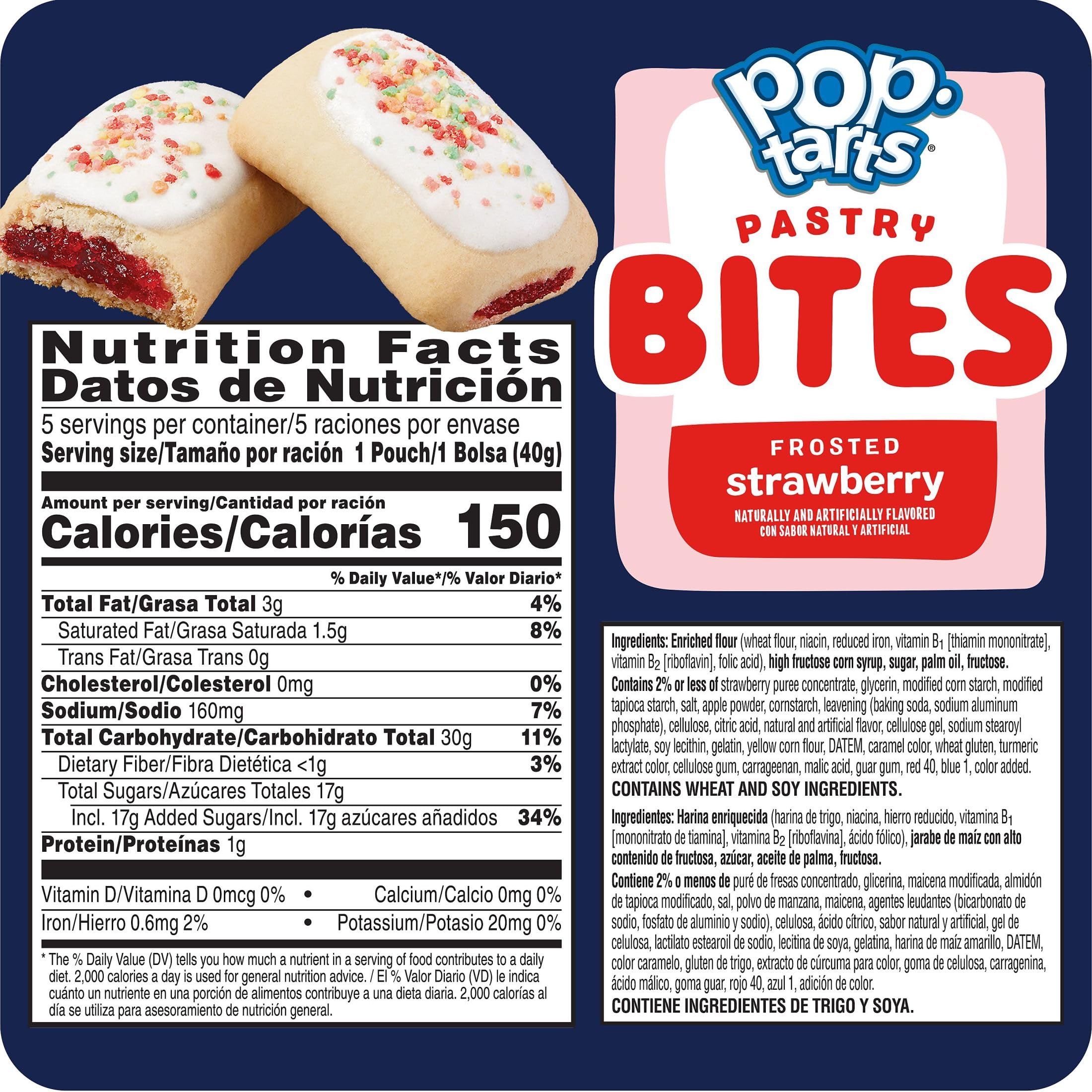 Pop-Tarts Bites strawberry filling in a bite-sized form, ready for school lunch.
