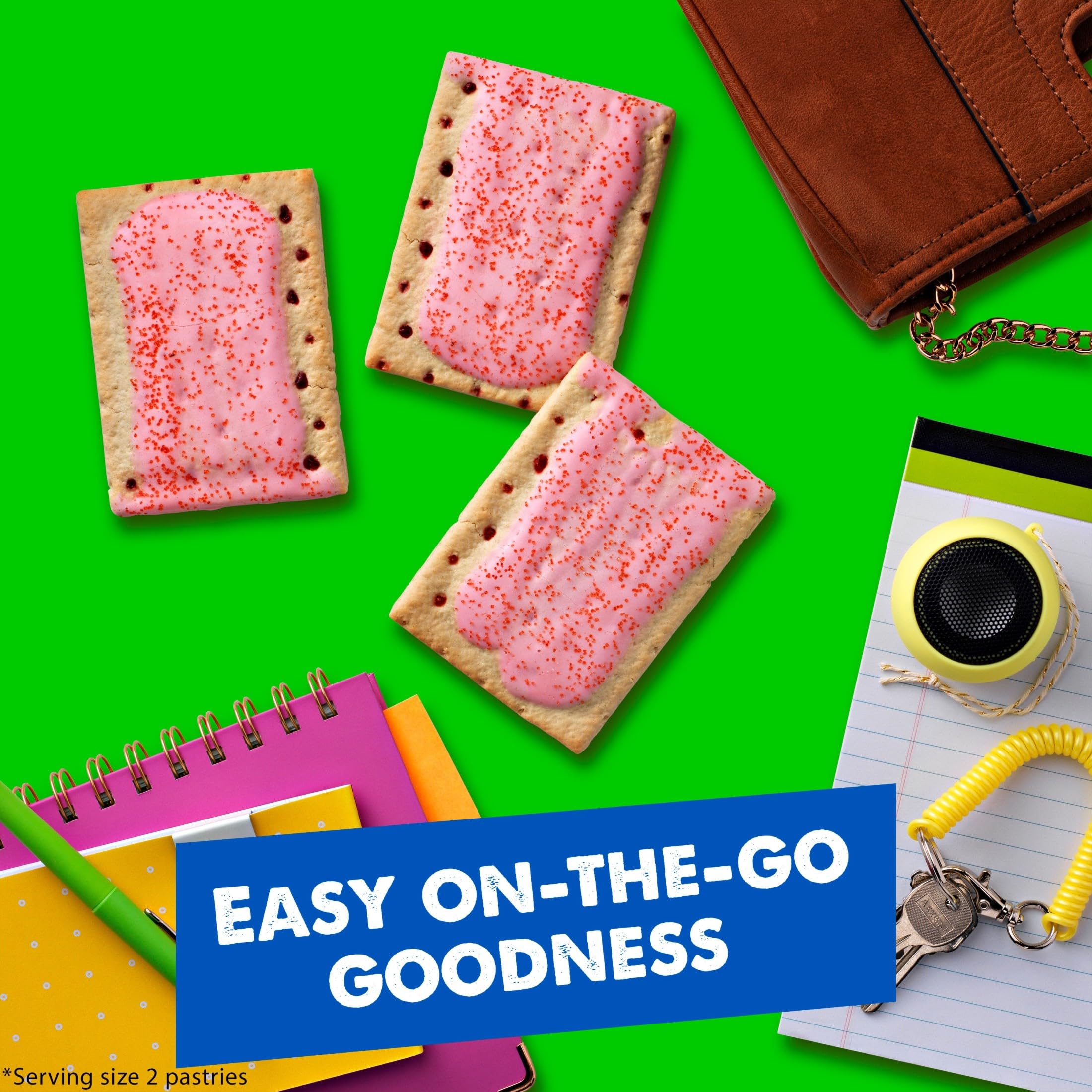 Pop-Tarts Cherry snack in lunchbox, convenient school-day snack.